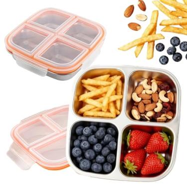 Imagem de Eechen Charm Caixa Bento para adultos e crianças, lancheira com 4 compartimentos | Recipientes de lanche reutilizáveis à prova de vazamentos com tampas para preparação de refeições e controle de