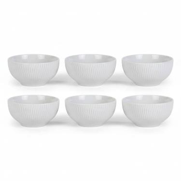 Imagem de Kit 6 Bowl Tigela Branco Relevo Shell 408ml Germer Porcelana