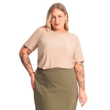 Imagem de Blusa Feminina Secret Glam Plus Size Manga Curta Nude-Feminino
