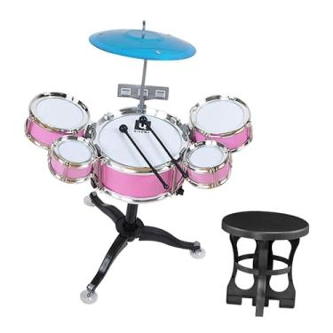 Imagem de Esquirla Bateria Infantil para Iniciantes - Instrumento Musical Educativo - Kit de Bateria Jazz para Crianças, Rosa