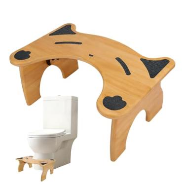 Imagem de Hamosky Banco de vaso sanitário de madeira dobrável, 17 cm de altura, apoio antiderrapante para banheiro, 26 x 40 x 18 cm, banquinho ergonômico com design de dobra rápida