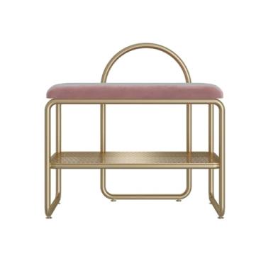 Imagem de Armários para sapatos com prateleiras para sapatos Banco de sapatos, banco armazenamento, bancos, sapateira estável com assento acolchoado, prateleira para entrada, sala estar(Pink,80cm)