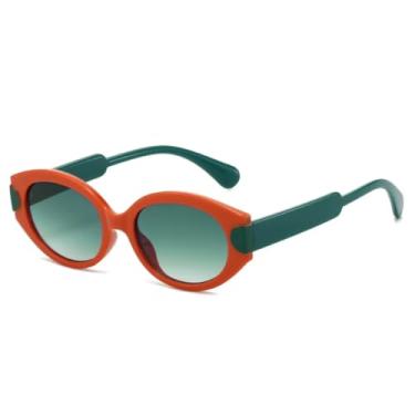 Imagem de HCPIHF Óculos de sol femininos retrô com gradiente, armação luxuosa de duas cores, masculino, UV400 (verde)