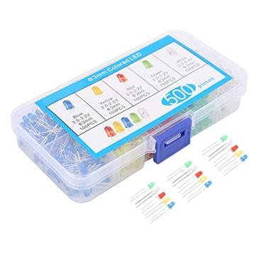 Imagem de Acouto 500 Unidades Sortidas de 3 Mm LED Diodos Emissores de Luz Kit de Lâmpadas Redondas - 5 Cores Vibrantes para Projetos DIY e Eletrônicos