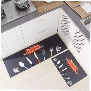Imagem de Passadeira para Cozinha Antiderrapante Kit 2 Peças | Tapete Lavável Secagem Rápida | Poliéster(C-6-1.2MX0.4M+0.6M.0.4M)