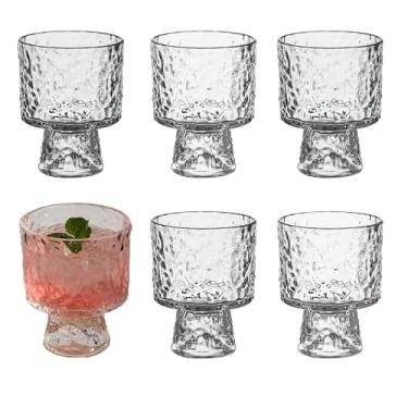 Imagem de Opexscal Conjunto de 6 tigelas de vidro martelado de 227 g, tigela de servir copos de sobremesa de vidro para coquetéis, sobremesas, sorvete