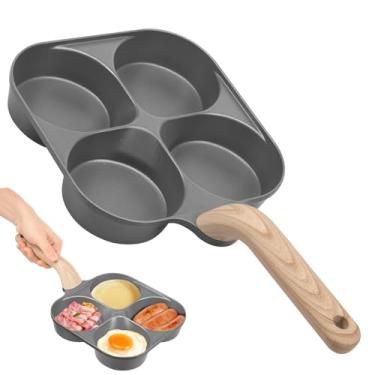 Imagem de DJAPWPX Frigideira de ovo 4 em 1, frigideira de ovo frito antiaderente para café da manhã, panqueca, hambúrguer, sanduíches para panelas de indução de fogão a gás, lavável na lava-louças