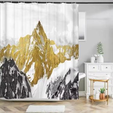 Imagem de Cortina de chuveiro de paisagem natural Mountain Peaks cortina de chuveiro de tecido estampado de poliéster impermeável ganchos de cortina de banho 145 x 185 cm/L x A cortinas de chuveiro para