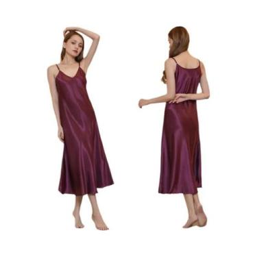 Imagem de Camisola feminina elegante e sexy com decote em V, saia de dormir eleg