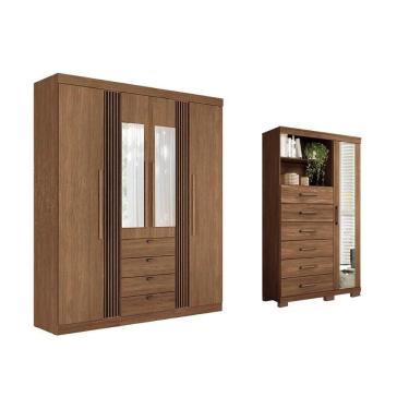 Imagem de Guarda Roupa +cômoda 2 Peças Qc282 Jatobá - Santos Andirá