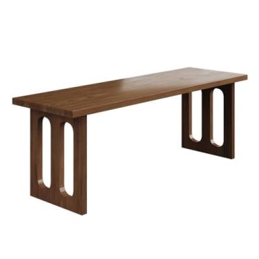 Imagem de Mesa de escritório em casa moderna versátil de madeira maciça com moldura estável, estilo simples, retangular, mesa de jantar, fácil de instalar (M)