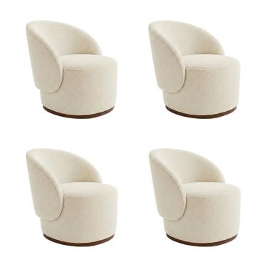 Imagem de Kit 4 Poltronas Decorativa Premium Orgânica Ideal para Recepção e Clinicas em Bouclê Italiano Bege