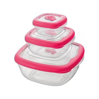 Imagem de Conjunto 3 Potes Sanremo Quadrado Plástico 712/57C