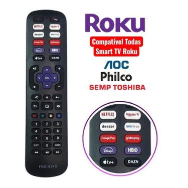 Imagem de Controle Remoto Universal Compatível ROKU Smart TV Philco, AOC, TCL, S