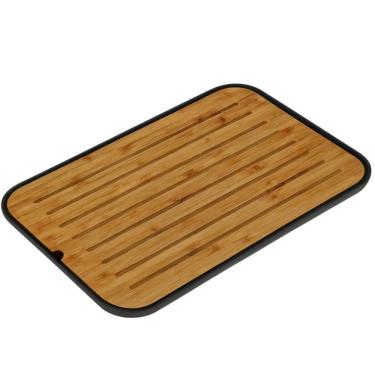 Imagem de Tábua Migalheira de Bambu 33x23cm Corte Porta Pães Bolos Preto Ou Lume
