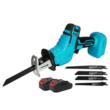 Imagem de Serra Sabre Sabraria, Serra Sabre sem fio de 20V com 2 baterias e carregadores, velocidade variável e troca de lâmina sem ferramentas, 4 lâminas de serra para corte de tubos de madeira/metal/PVC