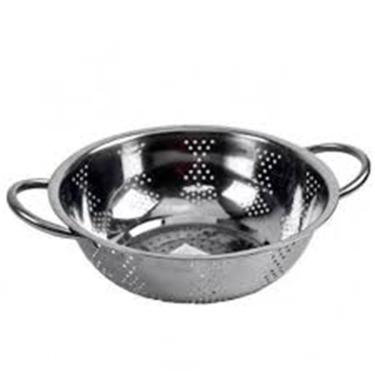 Imagem de Escorredor Inox Arroz Macarrão Peneira de Cozinha 25 cm Alça