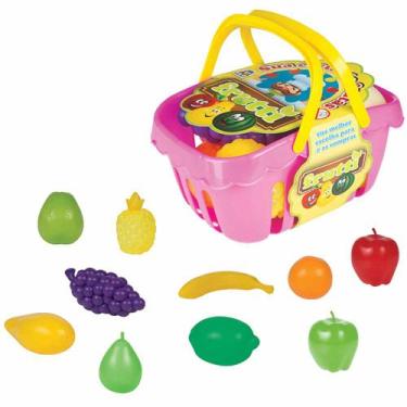 Imagem de Kit Comidinha Infantil - Frutti - Sua Cesta De Frutas - Rosa - Braskit