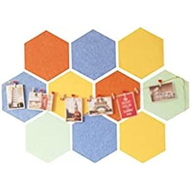 Imagem de KRASS 10 peças placas de aviso de feltro, criatividade colorida, painéis acústicos hexagonais para escritório, quarto, adesivos de parede decorativos, placa de feltro reutilizável, #4, Collector88