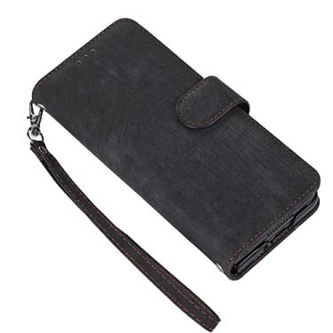Imagem de DENSUL Capa carteira para Samsung Galaxy Z Fold 4 5G, capa de couro fosco de luxo com suporte de caneta S slots para cartão alça de ombro ajustável fólio capa magnética à prova de choque, preta