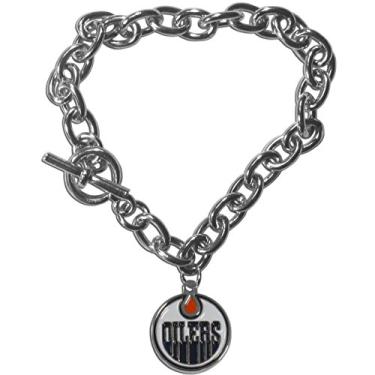 Imagem de Bracelete feminino NHL Siskiyou Sports Edmonton Oilers com pingente de corrente tamanho único cor de equipe