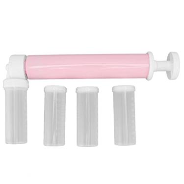 Imagem de Aerógrafo para bolos de decoração DIY, aerógrafo de bolo manual várias cores à prova de vazamento de bolo de plástico bomba de aerógrafo com tanque transparente para bolo e sobremesas (rosa)