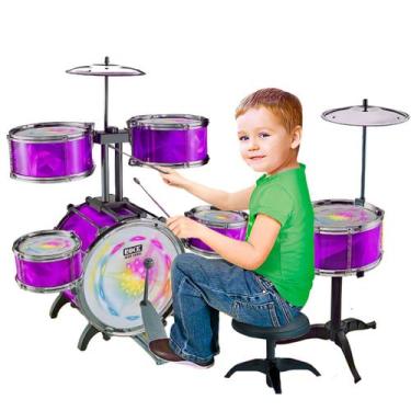 Imagem de Bateria De Criança Brinquedo Musical Drum Mila Toys Completo