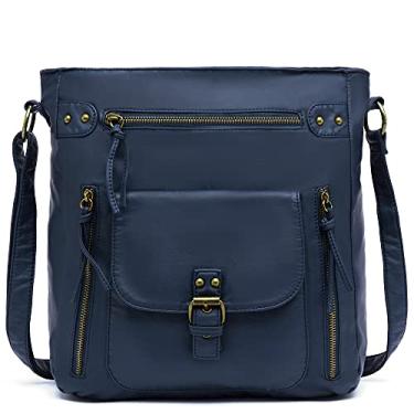 Imagem de Scarleton Bolsas para mulheres, bolsas transversais para mulheres, bolsa transversal, bolsas para mulheres, bolsa de ombro com vários bolsos grande, H200519, azul marinho, Azul-marinho - grande, Large
