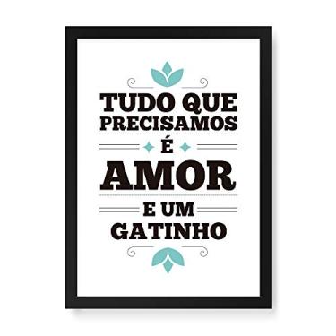 Imagem de Arte Maníacos Quadro Decorativo Amor e Gatinho - 23x16,25cm (Moldura caixa em laca preta)