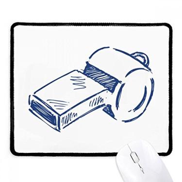 Imagem de Mousepad de futebol azul com borda costurada para jogos com apito de futebol de desenho animado