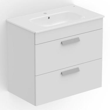 Imagem de Gabinete para Banheiro 80x45cm com Lavatório 2 Gavetas Debba Roca Branco