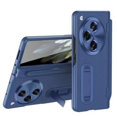 Imagem de LXURY Capa para One Plus Open, capa de telefone de couro macio premium com caneta Stylus e capa de proteção de câmera de tela à prova de choque, azul