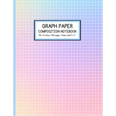 Imagem de Caderno de papel milimetrado pautado 4 x 4 (pastel arco-íris): papel quadriculado para estudantes de matemática e ciências