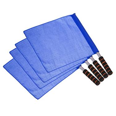Imagem de PATIKIL Bandeira de árbitro, pacote com 4 alças de esponja de poste de aço inoxidável para futebol futebol pista e campo esportes linesman comando sinal manual, azul