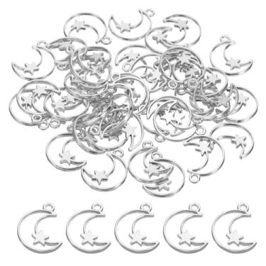 Imagem de PATIKIL Pingente de estrela de lua, pingente de estrela de lua de metal para mulher, colar, brinco, pulseira, fabricação de joias e artesanato DIY, falso