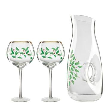Imagem de Lenox 895032 Conjunto de 3 peças de decantador e taças de vinho, utensílios de jantar de Natal, hospedagem