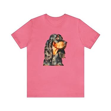 Imagem de Camiseta de manga curta unissex Gordon Setter 'Angus', Charity Pink, P