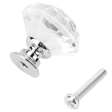 Imagem de Puxador de Vidro Cristalino Em Formato de Diamante, Decoração Colorida de Armário de Gaveta e Guarda-roupa, Tamanho 30 Mm, Placa Cromada, 1 Pacote (701 diamante A-30 transparente)