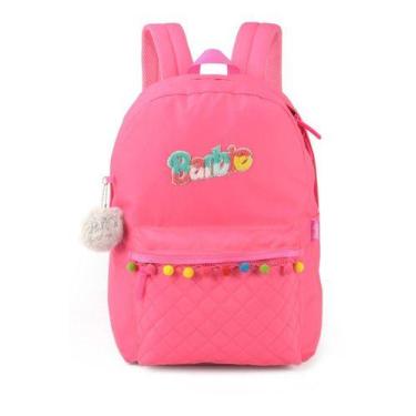 Imagem de Mochila Escolar Juvenil Original Barbie Com Pompom - Luxcel, Pink