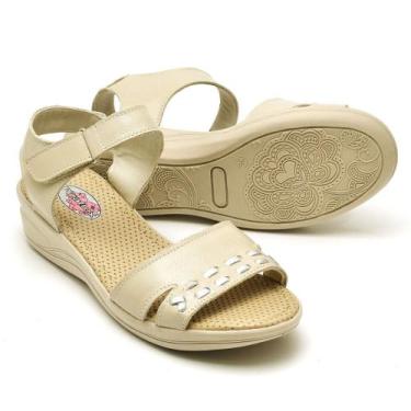 Imagem de sandália feminina Anti-Stress Anatômica Couro Legítimo Confort Plus - 