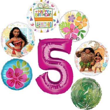Imagem de Artigos de festa de 5º aniversário Moana 7 peças decorações de buquê de balões