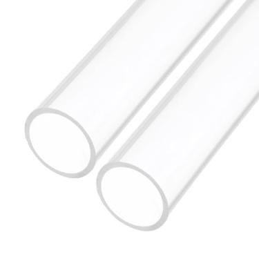 Imagem de Rebower Tubo rígido de plástico transparente de 25,4 cm, tubo de acrílico redondo de policarbonato de 17 mm x 20 mm, [para encanamento, hidráulica, aquário, bricolage] - 2 peças