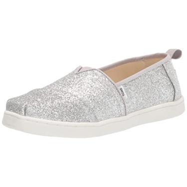 Imagem de TOMS Tênis feminino Alpargata, prata iridescente brilhante, tamanho 45, Brilho iridescente prata, 13.5 Big Kid