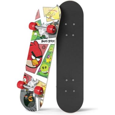 Imagem de Angry Birds Skate infantil para iniciantes - Mini placa de cruzeiro de madeira com gráficos legais para meninos e meninas de 5 a 14 anos - deck de 61 cm, caminhões de alumínio, rodas de 54 mm, leve -