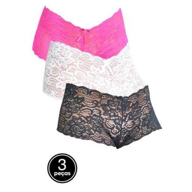 Imagem de Kit 3 Calcinha Vekyo Caleçon Em Renda, Sortido, M, Mulher