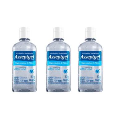 Imagem de Kit de 3 Álcoois em Gel 71,04Á de bolso com Aloe Vera Asseptgel Crista