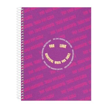 Imagem de Caderno Universitário 15 Matérias Euforia You Look Beautiful When You Smile Roxo