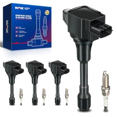 Imagem de KAX Conjunto De Desempenho Oem De 4 Bobinas De Ignição Uf549 E Vela De Ignição De Irídio Duplo Compatível Com Nissan Altima Rogue Sentra Versa Versa Note Rogue Select Nv200 Cube Frontier Suzuki Equat