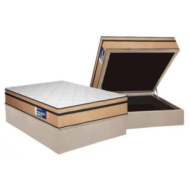 Imagem de Cama Box Baú Casal: Colchão Ortopédico Plumatex D45 Selectus + Base CR
