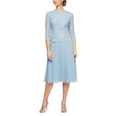 Imagem de Alex Evenings Vestido feminino com corpete bordado para mãe da noiva, vestido de convidada de casamento, Azul-celeste, 48